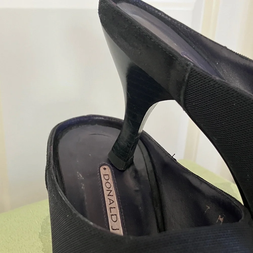 Donald J. Pliner Black Mules with White Stitching - Picture 4 of 6